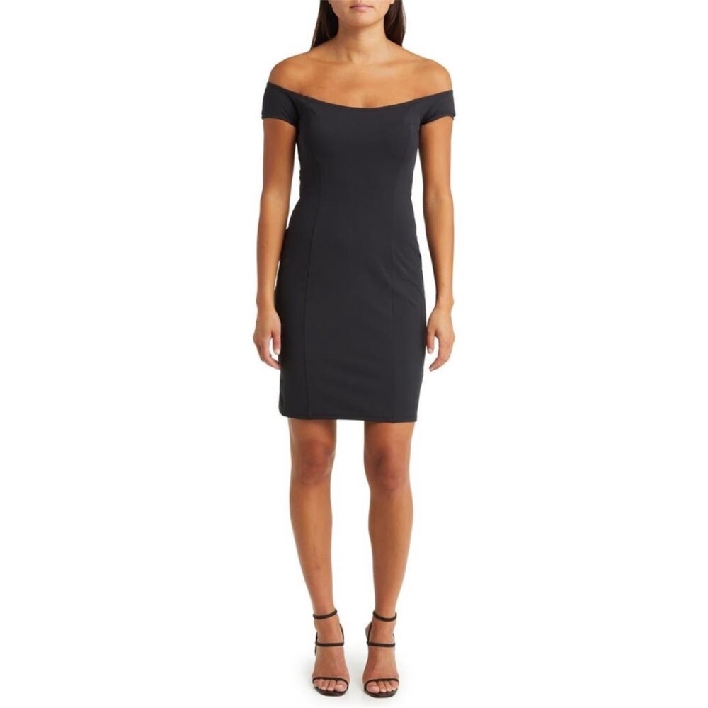 OPEN EDIT Little Black Dress Off the Shoulder Classic Sheath Mini Small NWT